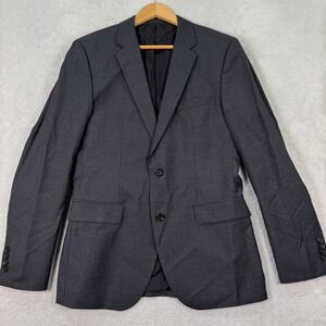 Hugo Boss Men 38R Slim Fit Wool Suit Jacket Solid 2-Button Blazer Modern Hopsack
